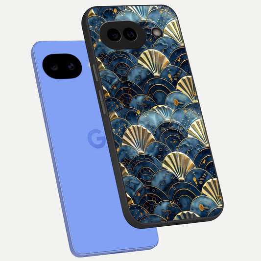  Golden Wave Luxe phone case for Google Pixel 10A showing premium glass back cover with detailed artwork