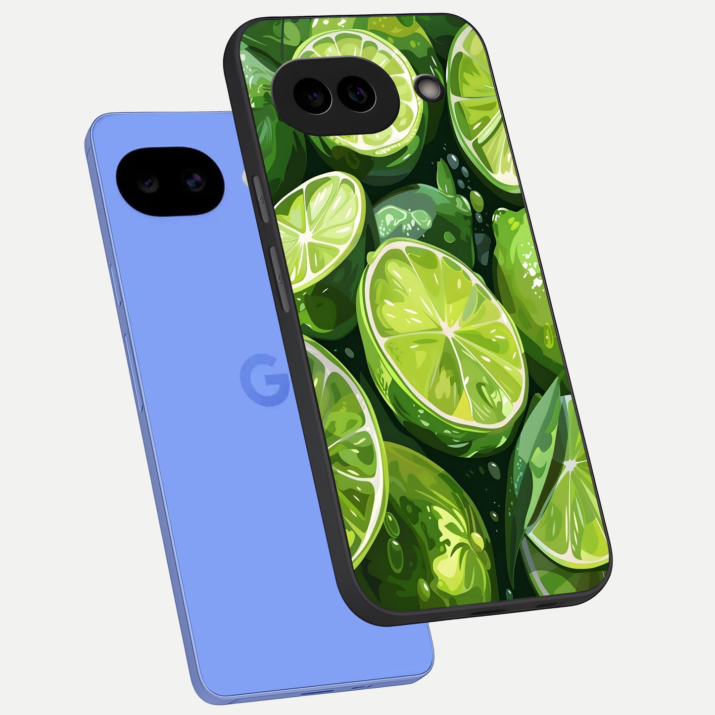  Green Lemon phone case for Google Pixel 10A showing premium glass back cover with detailed artwork