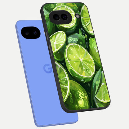  Green Lemon phone case for Google Pixel 10A showing premium glass back cover with detailed artwork