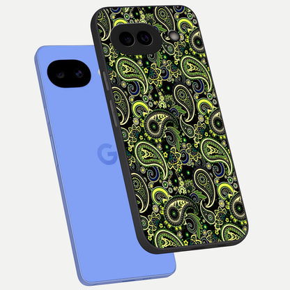  Green Mandala Pattern phone case for Google Pixel 10A showing premium glass back cover with detailed artwork