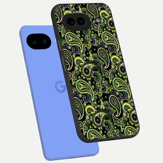  Green Mandala Pattern phone case for Google Pixel 10A showing premium glass back cover with detailed artwork