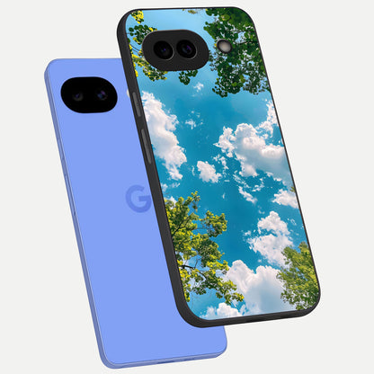  Greenery Sky phone case for Google Pixel 10A showing premium glass back cover with detailed artwork
