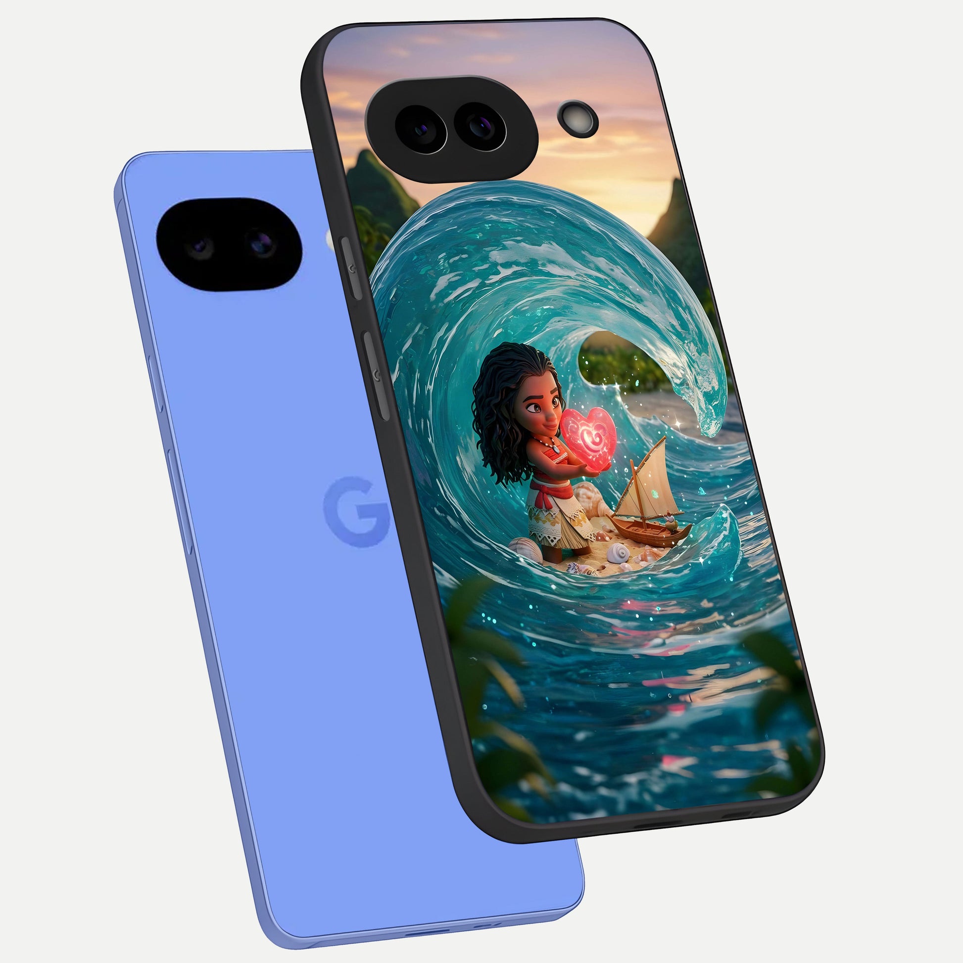  Heart of Ocean phone case for Google Pixel 10A showing premium glass back cover with detailed artwork