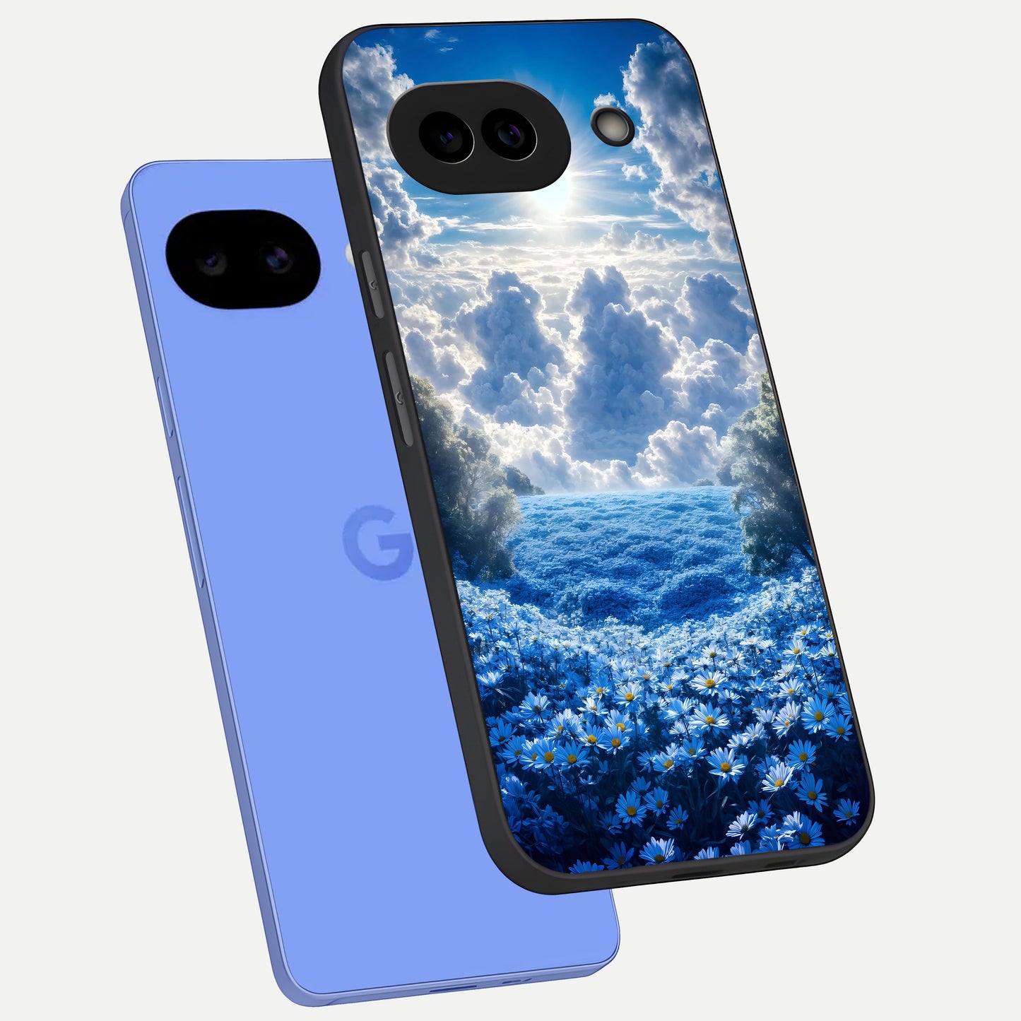  Heavenly Daisy Horizon phone case for Google Pixel 10A showing premium glass back cover with detailed artwork