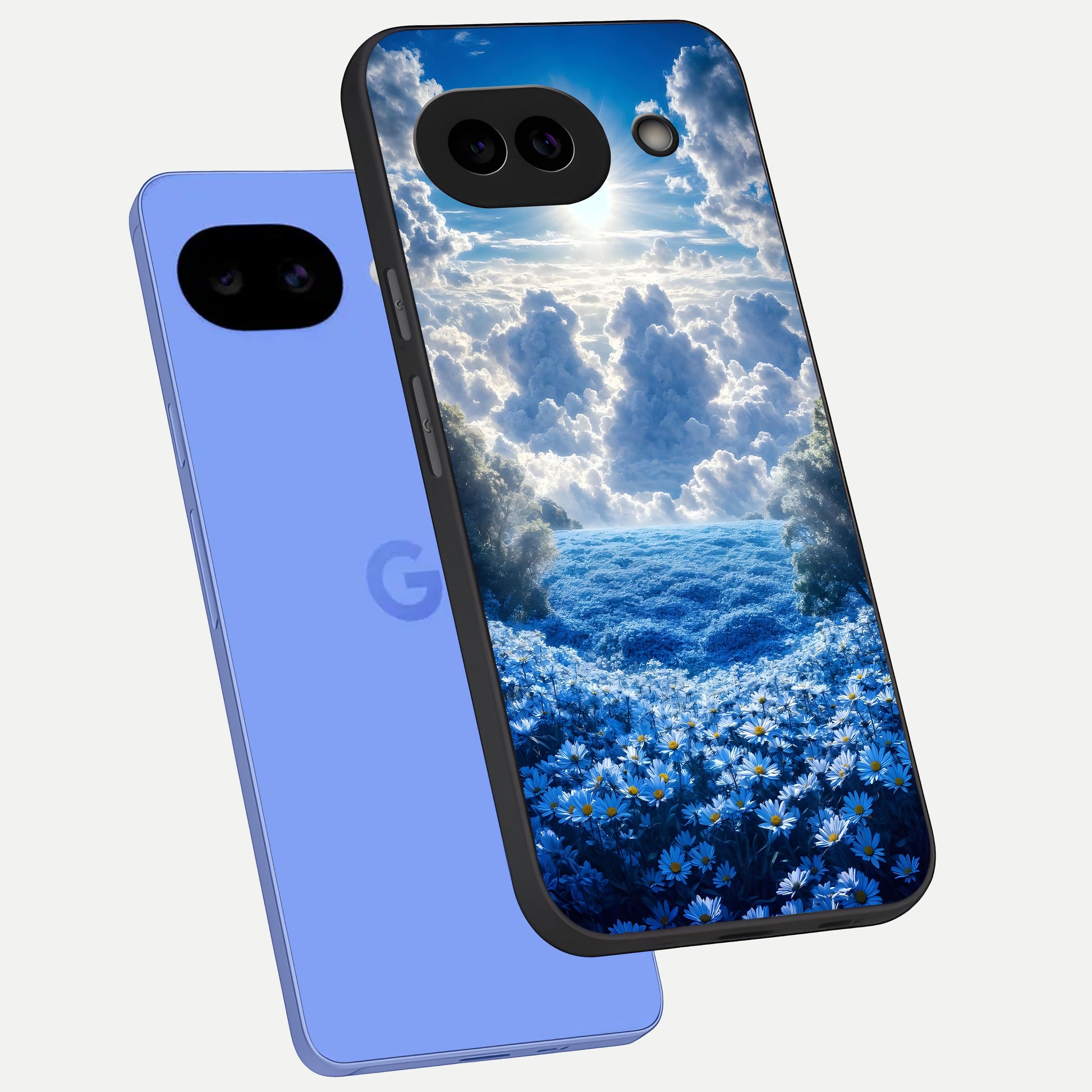  Heavenly Daisy Horizon phone case for Google Pixel 10A showing premium glass back cover with detailed artwork