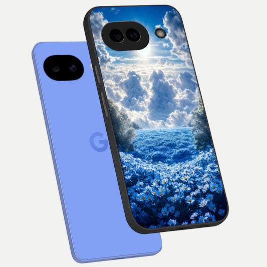  Heavenly Daisy Horizon phone case for Google Pixel 10A showing premium glass back cover with detailed artwork
