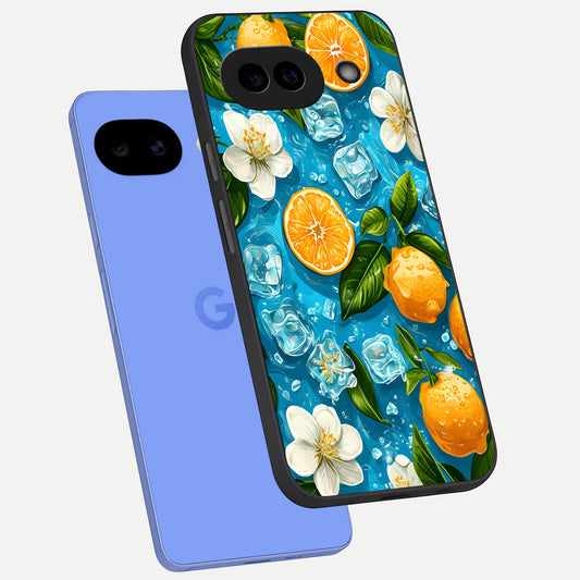  Ice Cube With Orange phone case for Google Pixel 10A showing premium glass back cover with detailed artwork