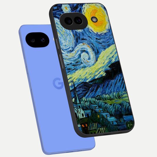  Inspired Van Gogh Art phone case for Google Pixel 10A showing premium glass back cover with detailed artwork