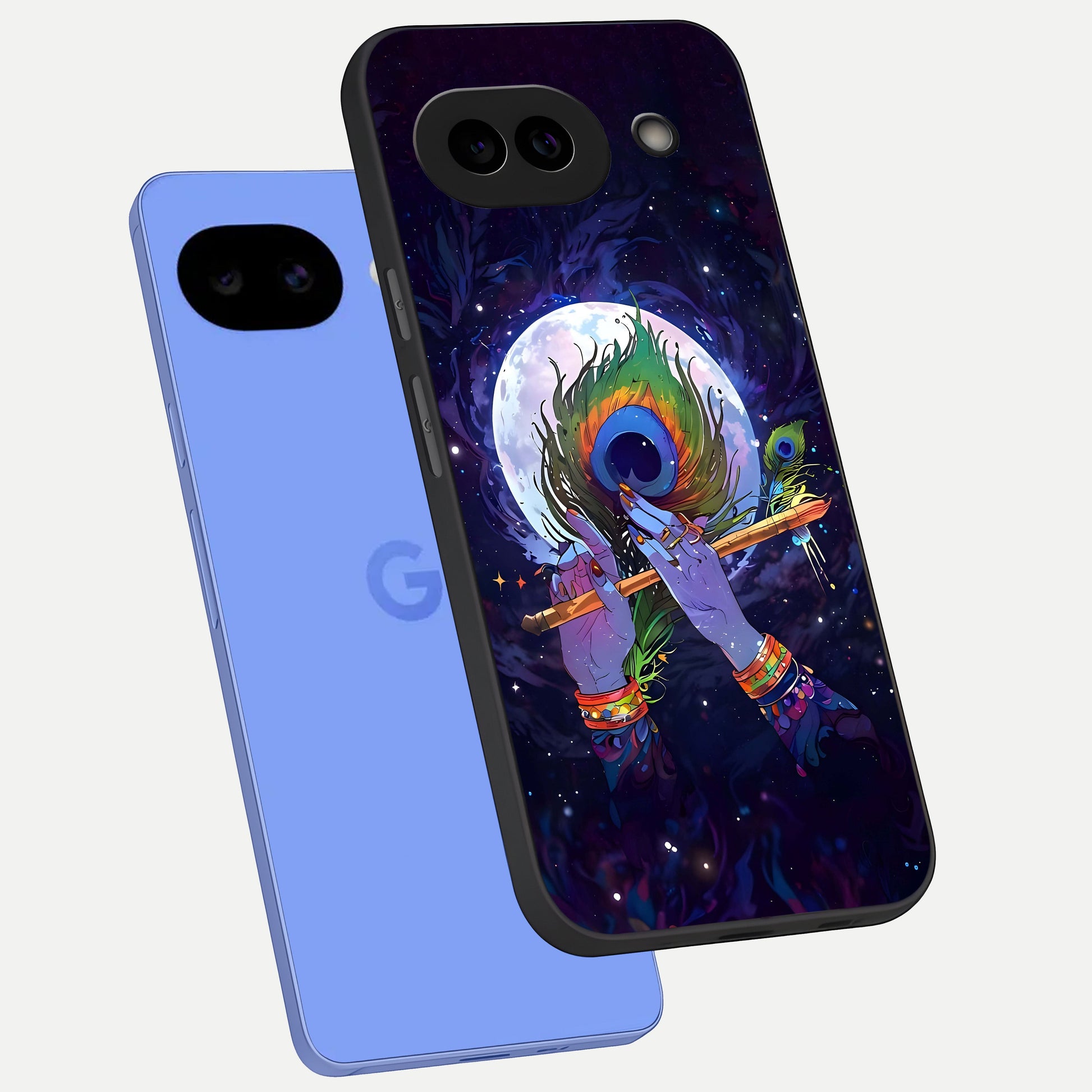  Krishna Hands Art phone case for Google Pixel 10A showing premium glass back cover with detailed artwork
