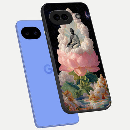  Lotus Divine Peace phone case for Google Pixel 10A showing premium glass back cover with detailed artwork