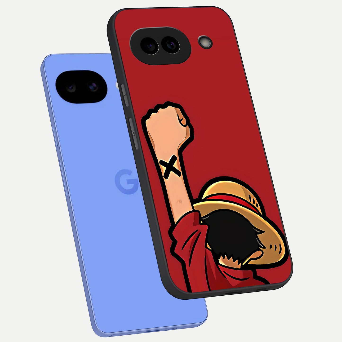  Luffy X Spirit phone case for Google Pixel 10A showing premium glass back cover with detailed artwork