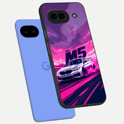  MS Neon Car phone case for Google Pixel 10A showing premium glass back cover with detailed artwork