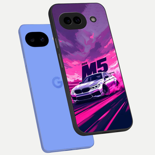  MS Neon Car phone case for Google Pixel 10A showing premium glass back cover with detailed artwork