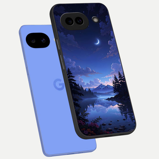  Midnight Lake Peace phone case for Google Pixel 10A showing premium glass back cover with detailed artwork