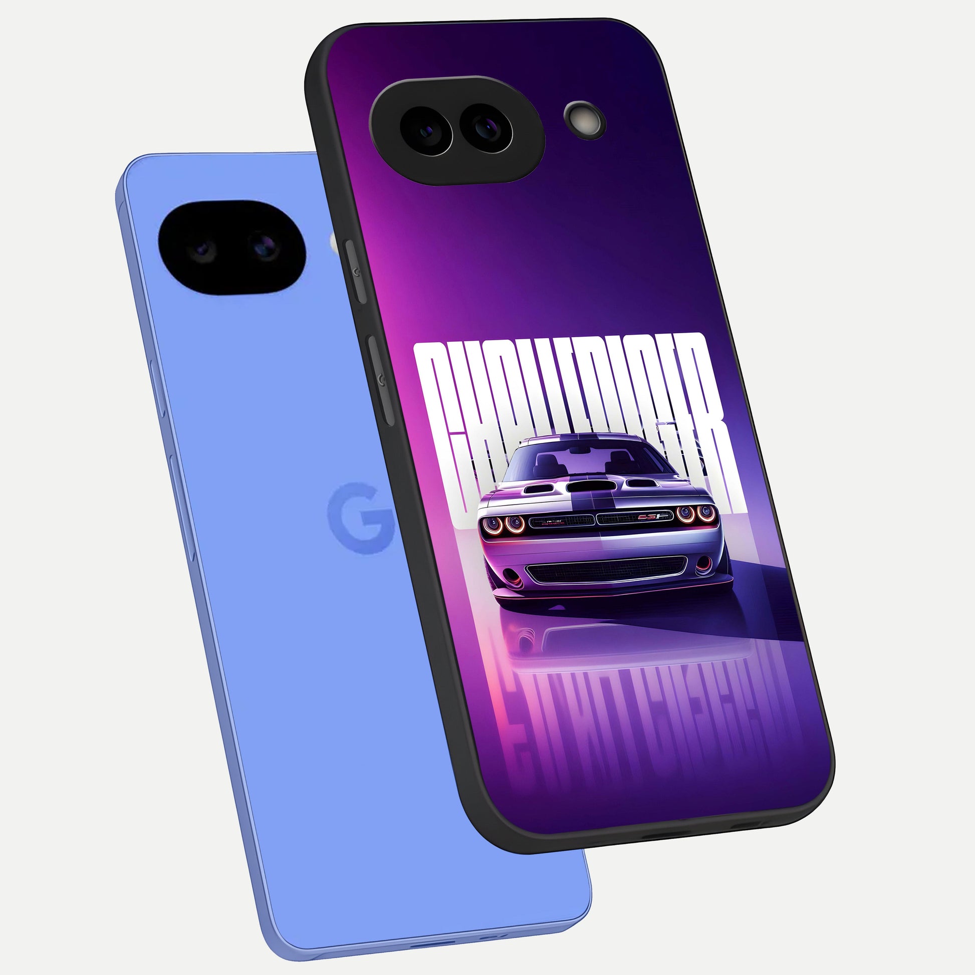  Midnight Muscle Ride phone case for Google Pixel 10A showing premium glass back cover with detailed artwork