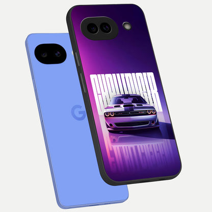  Midnight Muscle Ride phone case for Google Pixel 10A showing premium glass back cover with detailed artwork