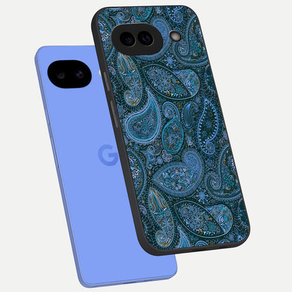  Midnight Paisley Glow phone case for Google Pixel 10A showing premium glass back cover with detailed artwork