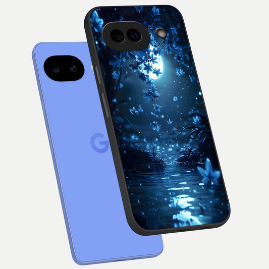  Moonlight Petal Dream phone case for Google Pixel 10A showing premium glass back cover with detailed artwork