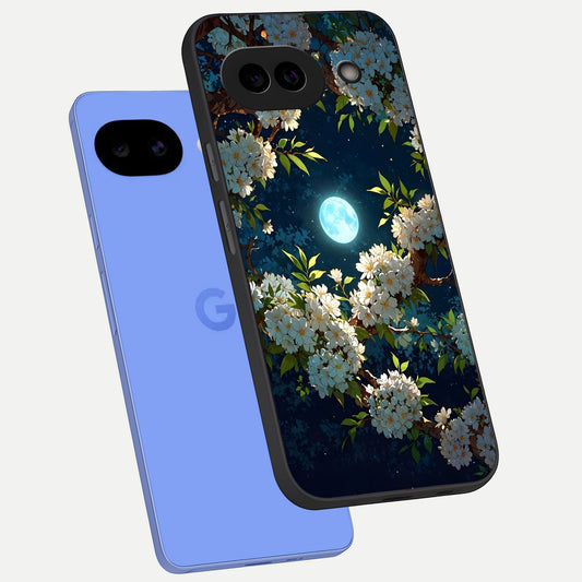  Moonlit Blossom Dream phone case for Google Pixel 10A showing premium glass back cover with detailed artwork