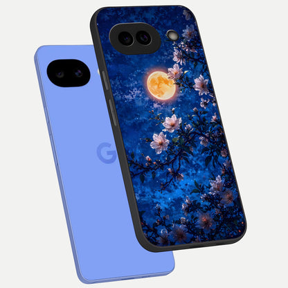  Moonlit Blossoms Night phone case for Google Pixel 10A showing premium glass back cover with detailed artwork