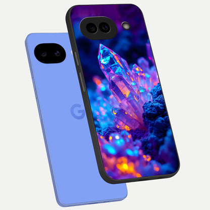 Neon Aura Shards phone case for Google Pixel 10A showing premium glass back cover with detailed artwork