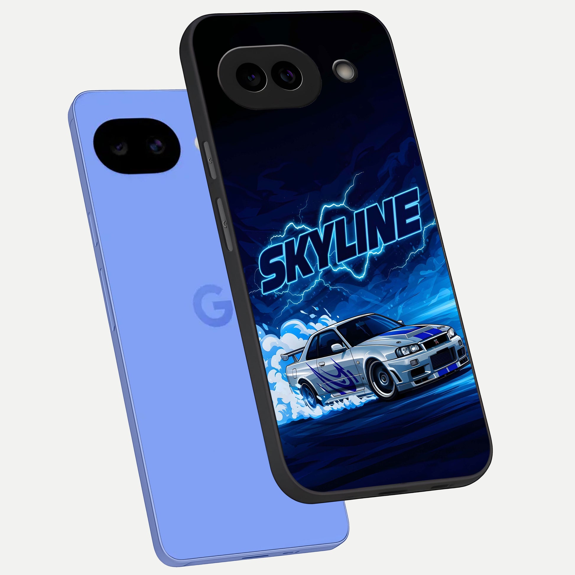 Neon Drift Beast phone case for Google Pixel 10A showing premium glass back cover with detailed artwork