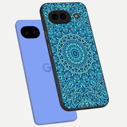  Ocean Bloom Mandala phone case for Google Pixel 10A showing premium glass back cover with detailed artwork