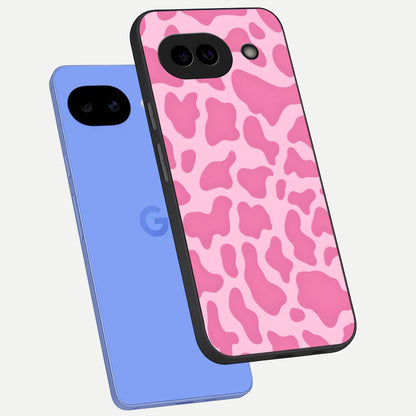  Pink Moo Magic phone case for Google Pixel 10A showing premium glass back cover with detailed artwork