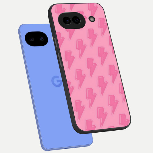  Pink Power Sparks phone case for Google Pixel 10A showing premium glass back cover with detailed artwork