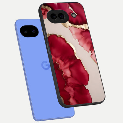  Pink And White Marble phone case for Google Pixel 10A showing premium glass back cover with detailed artwork