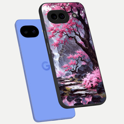  Pinkish Scenery phone case for Google Pixel 10A showing premium glass back cover with detailed artwork