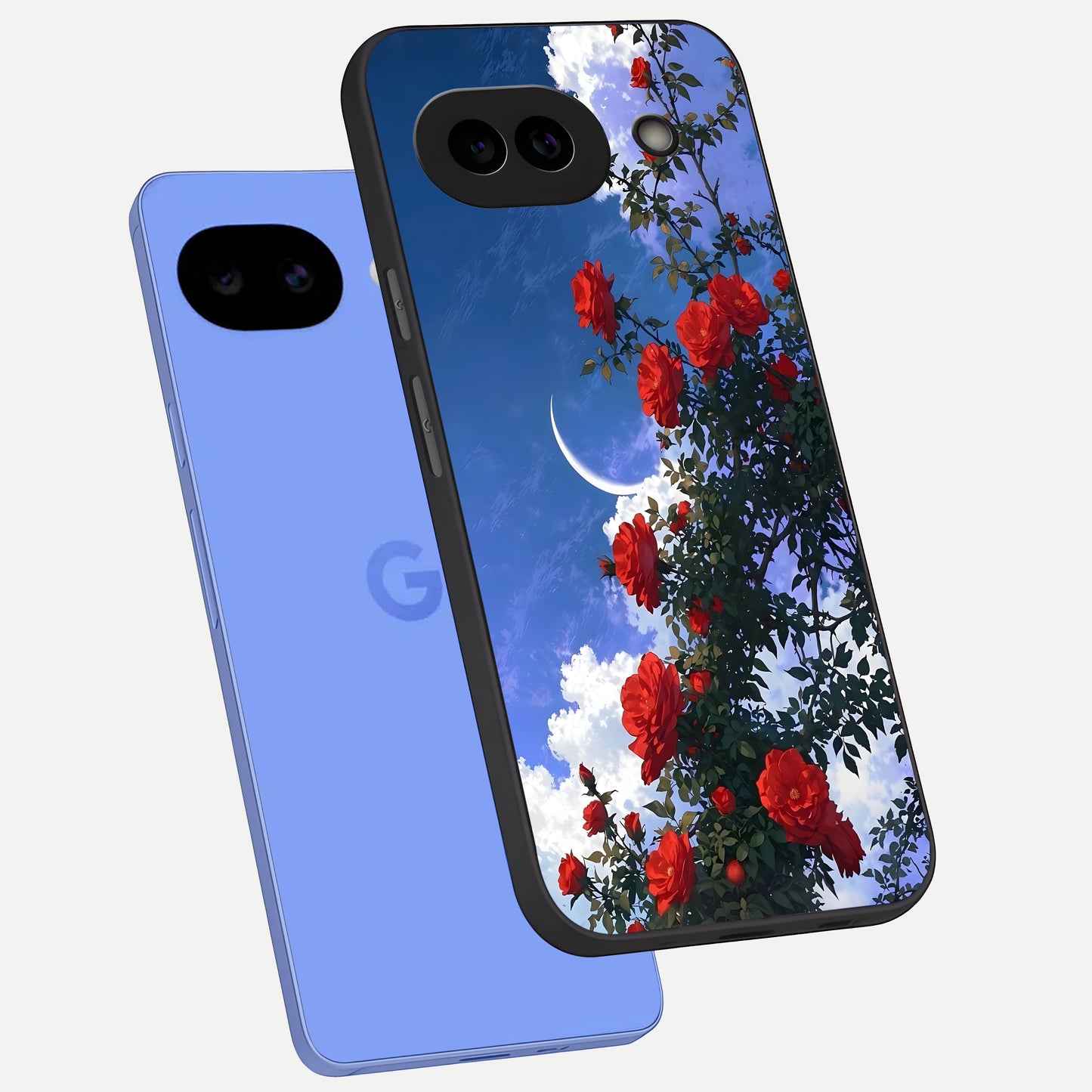  Rose Drift Flowers phone case for Google Pixel 10A showing premium glass back cover with detailed artwork