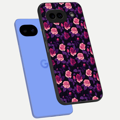  Rose Garden Twilight phone case for Google Pixel 10A showing premium glass back cover with detailed artwork
