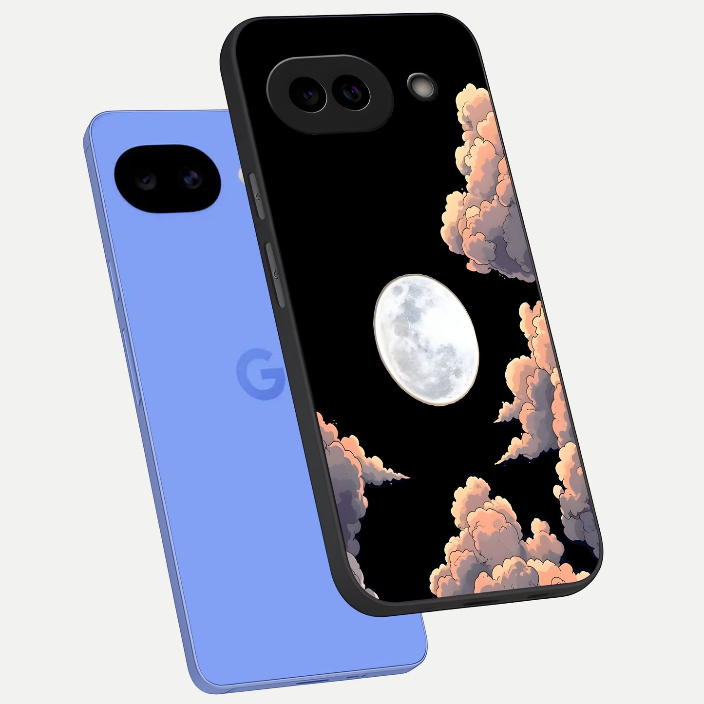  Shade Cloud Moon phone case for Google Pixel 10A showing premium glass back cover with detailed artwork