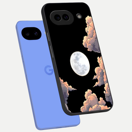  Shade Cloud Moon phone case for Google Pixel 10A showing premium glass back cover with detailed artwork