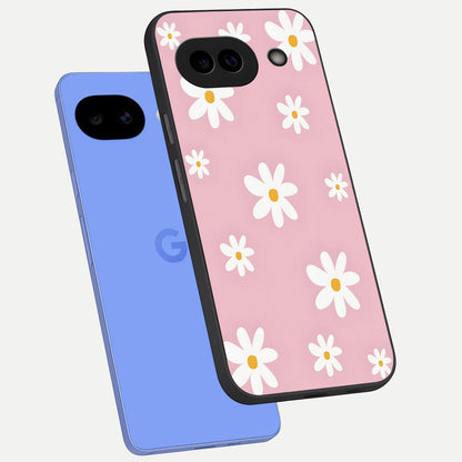  Soft Daisy Bliss phone case for Google Pixel 10A showing premium glass back cover with detailed artwork