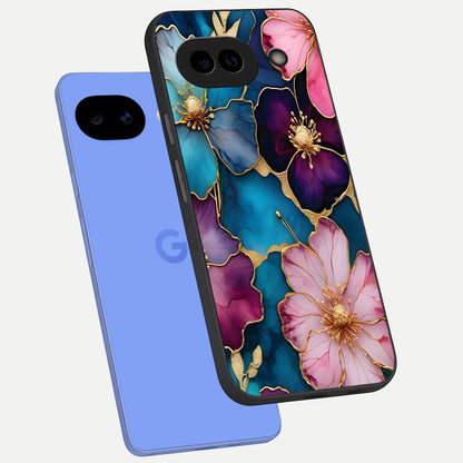  Sparkle Floral phone case for Google Pixel 10A showing premium glass back cover with detailed artwork