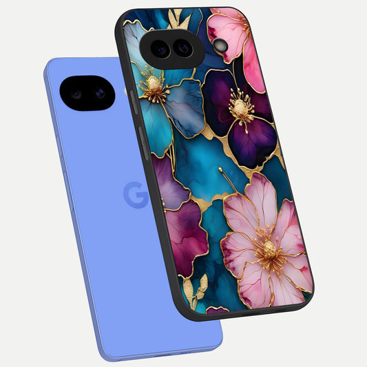  Sparkle Floral phone case for Google Pixel 10A showing premium glass back cover with detailed artwork