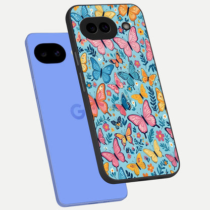  Spring Wing Garden phone case for Google Pixel 10A showing premium glass back cover with detailed artwork
