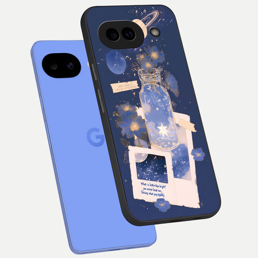  Starlit Cosmic Jar phone case for Google Pixel 10A showing premium glass back cover with detailed artwork