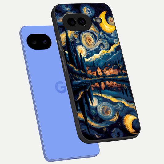  Starry Sky Serenity phone case for Google Pixel 10A showing premium glass back cover with detailed artwork