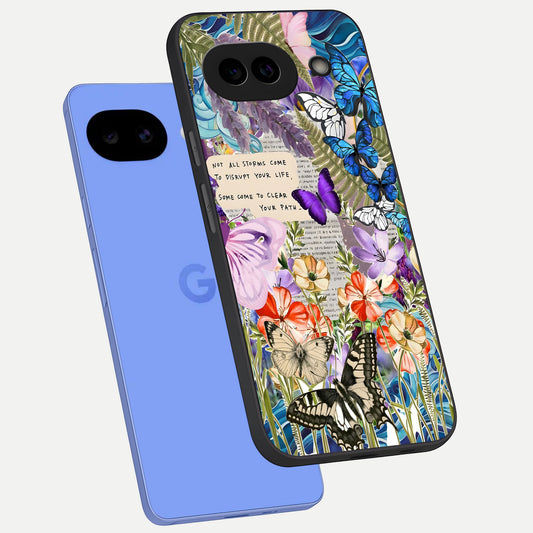  Storm Path Bloom phone case for Google Pixel 10A showing premium glass back cover with detailed artwork