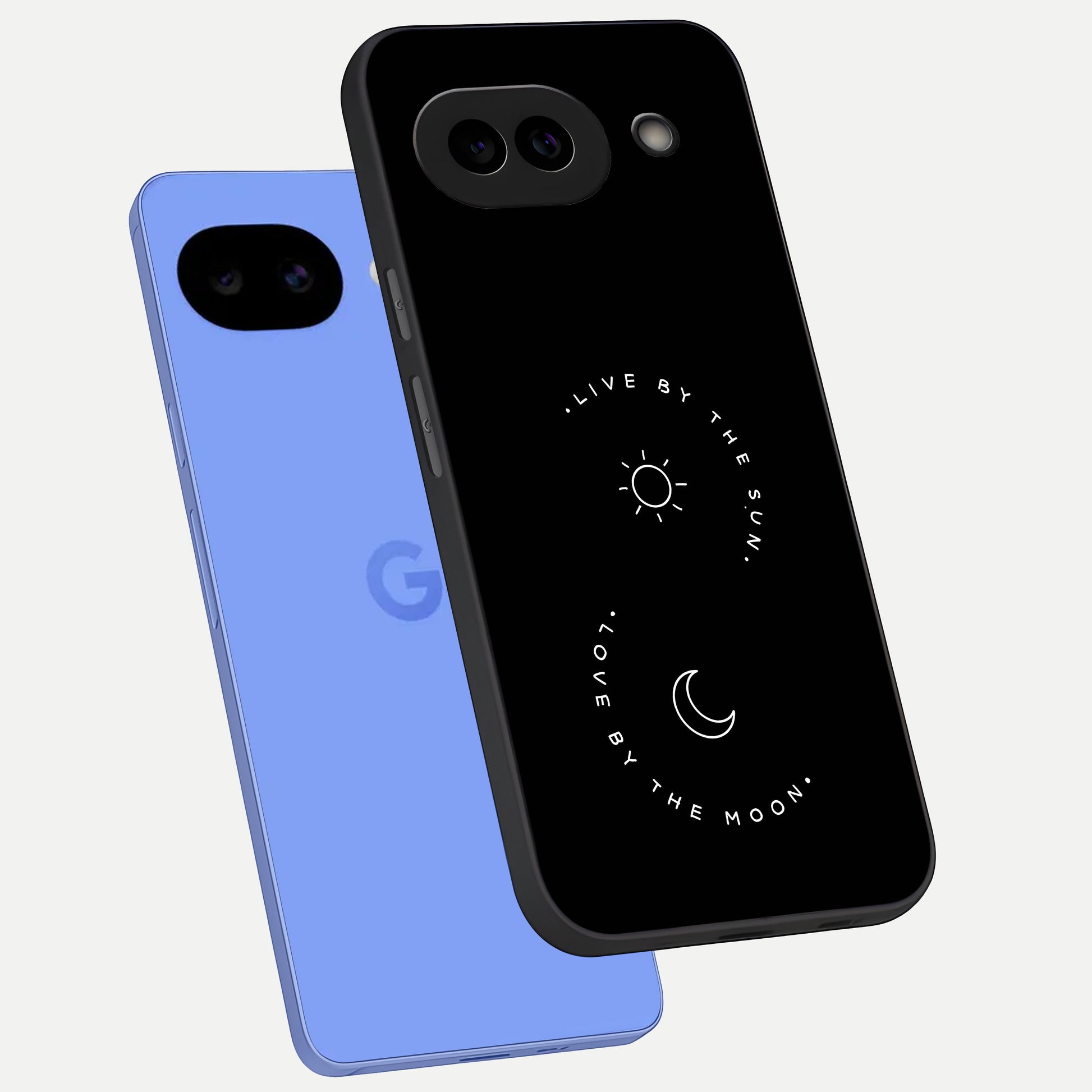  Sun Moon Balance phone case for Google Pixel 10A showing premium glass back cover with detailed artwork