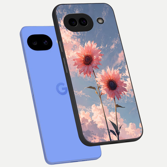  Sunlit Daisy Glow phone case for Google Pixel 10A showing premium glass back cover with detailed artwork