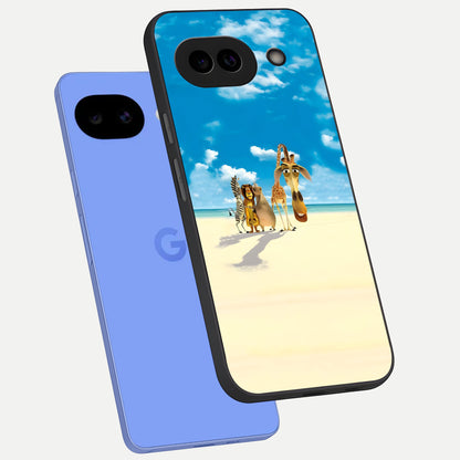  Tropical Fun Squad phone case for Google Pixel 10A showing premium glass back cover with detailed artwork