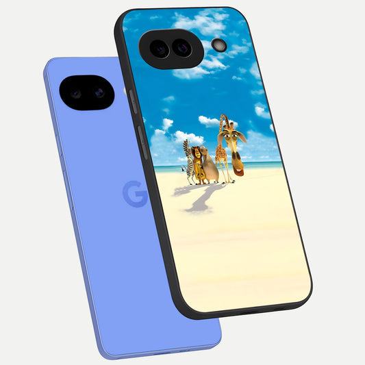  Tropical Fun Squad phone case for Google Pixel 10A showing premium glass back cover with detailed artwork