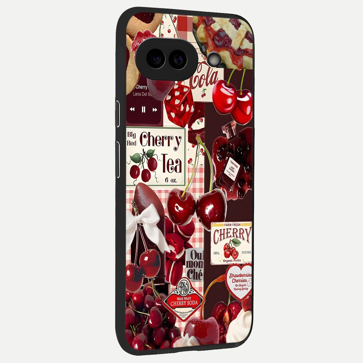  Aesthetic Cherry Tea back cover for Google Pixel 10A slim fit glass case with vibrant aesthetic design