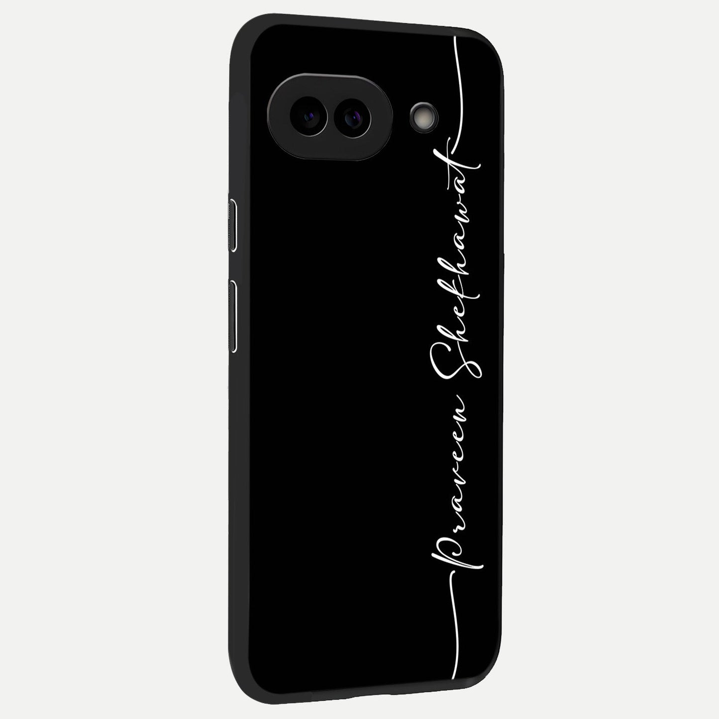  Black Tune Custom Name back cover for Google Pixel 10A slim fit glass case with vibrant aesthetic design
