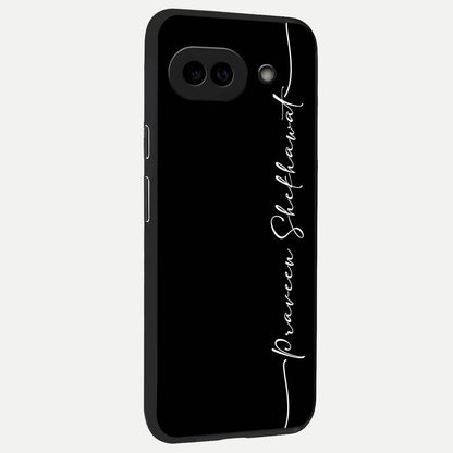 Black Tune Custom Name back cover for Google Pixel 10A slim fit glass case with vibrant aesthetic design
