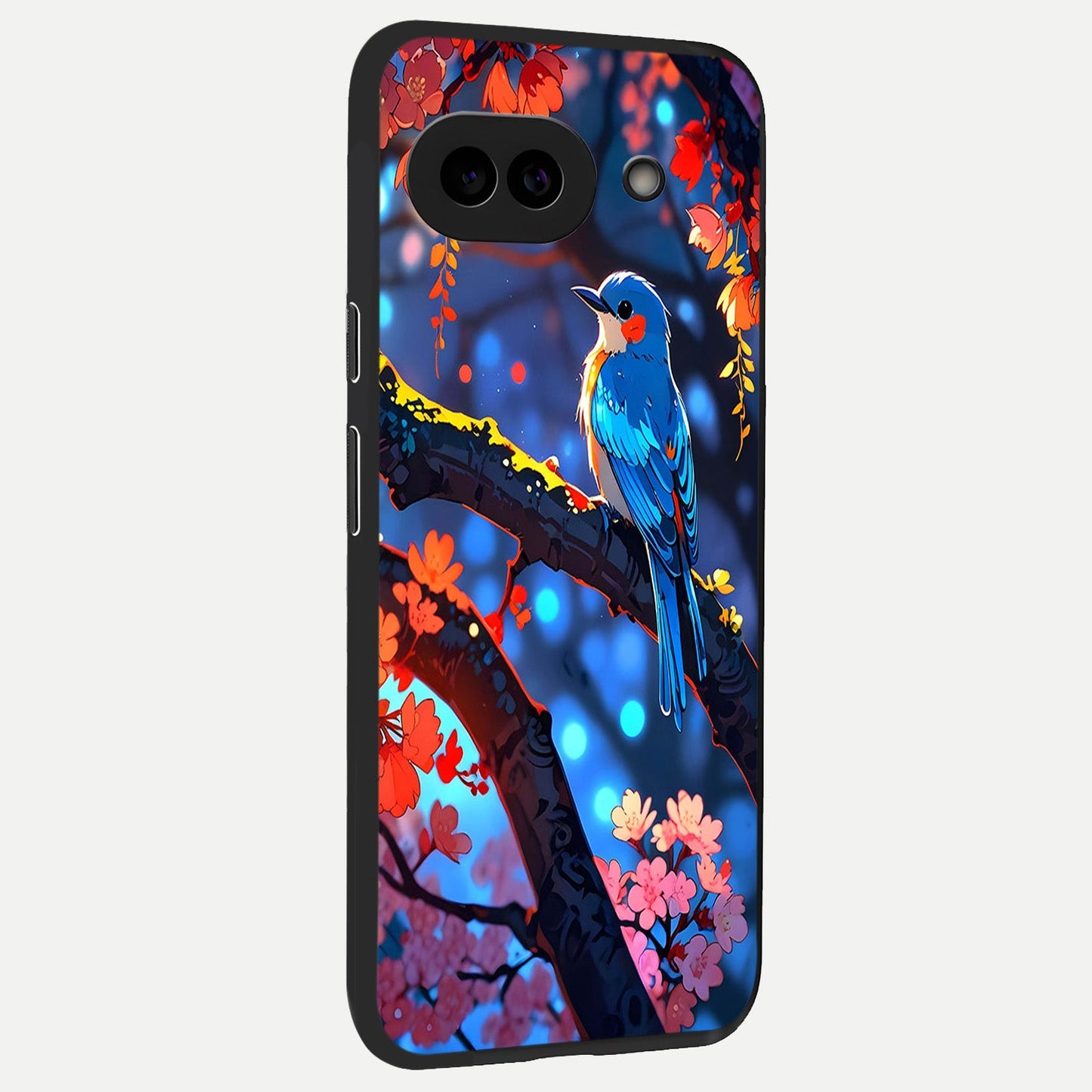  Blooming Spendor Bird back cover for Google Pixel 10A slim fit glass case with vibrant aesthetic design
